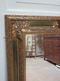 Oude barok spiegel met wapenschild - 87 x 66 cm