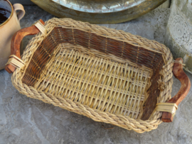 VERKOCHT Franse rieten broodmand met houten handvatten, 47 cm