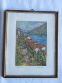 VERKOCHT Stel kleine aquarellen van een Italiaans landschap, 21 x 17 cm
