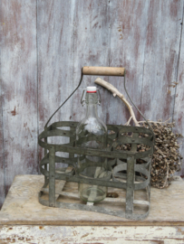 VERKOCHT Oud Frans zinken flessenrek voor 6 flessen