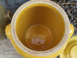 VERKOCHT Franse mosterdgele aardewerk azijnpot  grespot zuurpot met kraantje