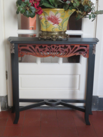 VERKOCHT Brocante zwarte kersenhouten sidetable - 80 cm breed