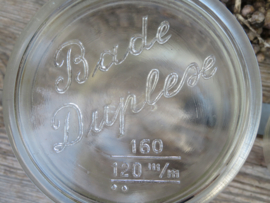VERKOCHT Antieke glazen Bade Duplex weckpot, 1 liter inhoud