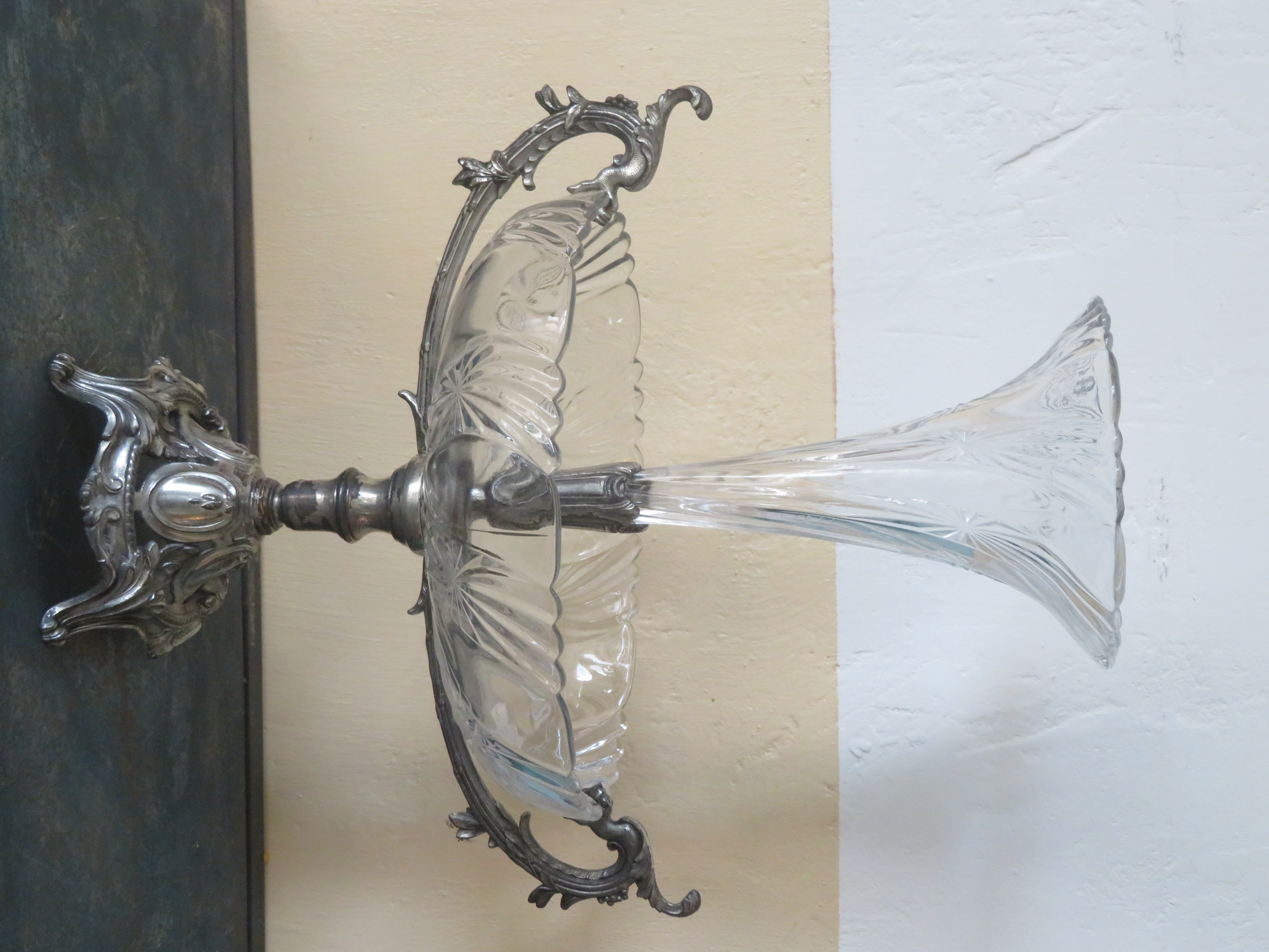 Vintage Frans verzilverd kristallen piece de milieu - tafelstuk - centerpiece