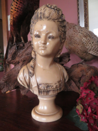 Antieke Franse spekstenen buste vrouw - 35 cm hoog
