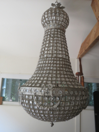Kristallen zak kroonluchter in zilver armatuur - 100 x 50 cm