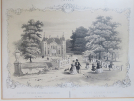 verkocht*  Antieke litho, Gezigt op het Kasteel Biljoen, H.W. Last ca. 1860