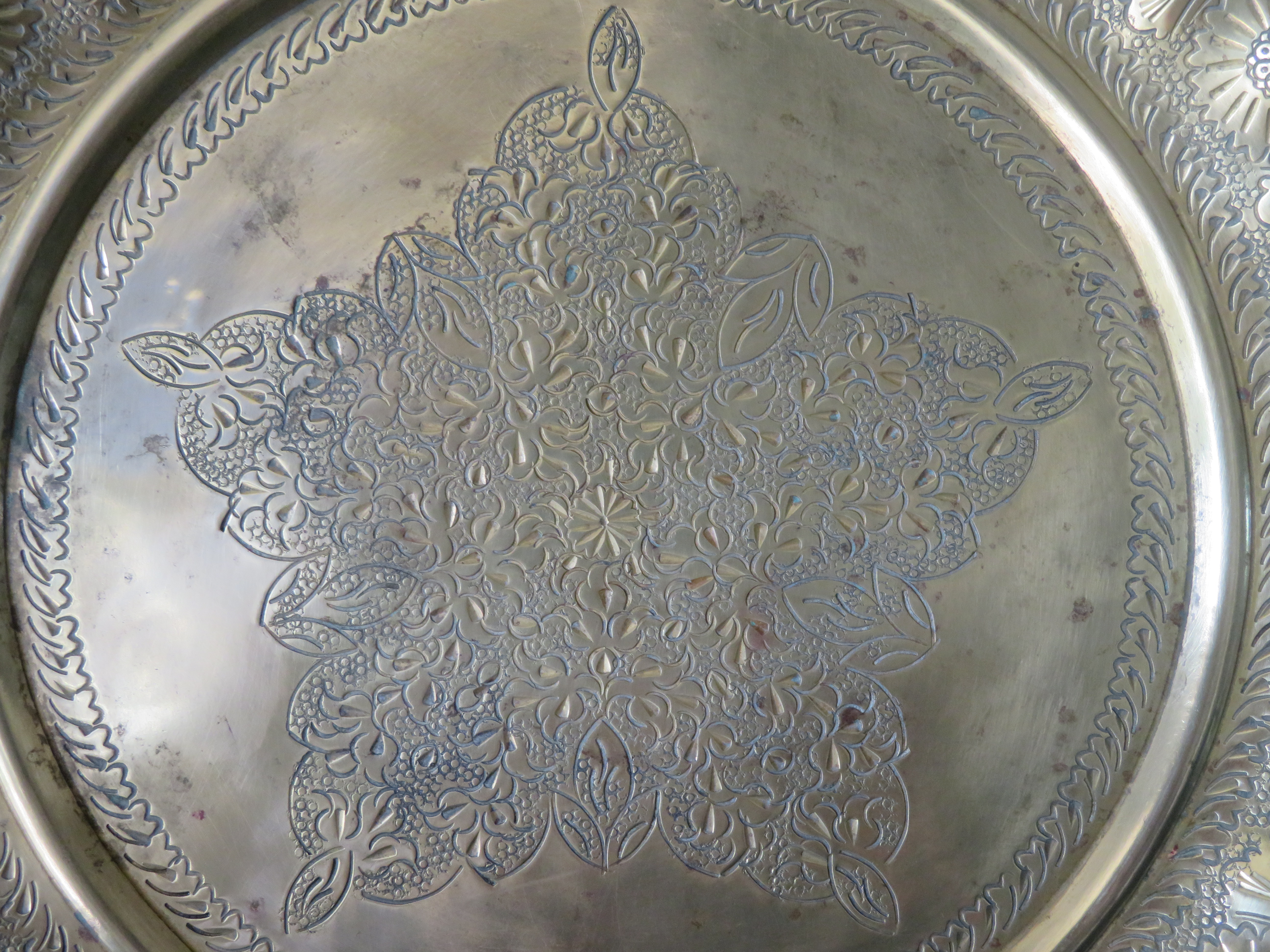 Oud Marokkaans koperen dienblad schaal - 35 cm