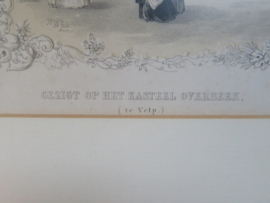 VERKOCHT Antieke litho, Gezigt op het Kasteel Overbeek, H.W. Last ca. 1860