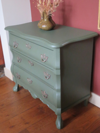 VERKOCHT Oud brocante grijsgroen buikkastje