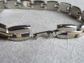Vintage schakelarmband bicolour goud en zilver