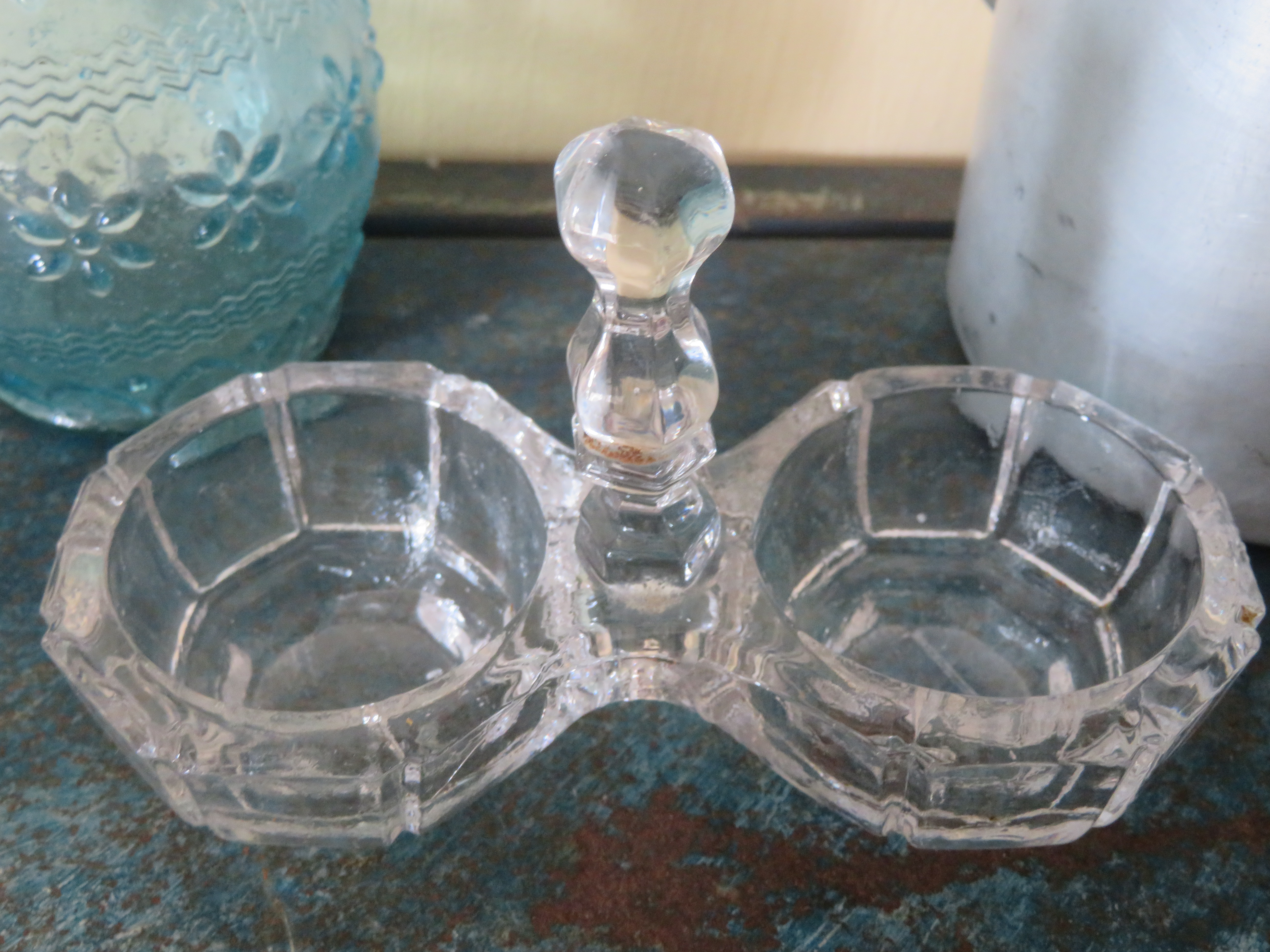 Art Deco Franse glazen saliere peper en zoutstel