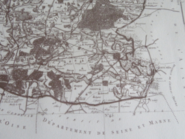 Antieke Franse landkaart Departement de l'Oise uit 1790 - geschept papier met watermerk
