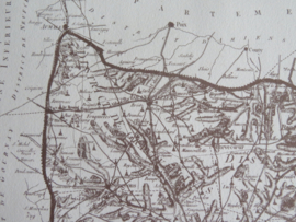 Antieke Franse landkaart Departement de l'Oise uit 1790 - geschept papier met watermerk