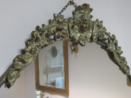 Oude ovale spiegel in koperen lijst - 63 x 47 cm