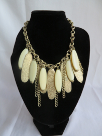 VERKOCHT Vintage halsketting ivoor-goud
