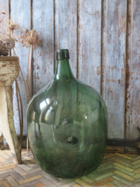 VERKOCHT Oude groene glazen gistfles - 50 cm hoog, 15 liter