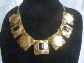 Vintage Dolce Vita goud choker halsketting met zwarte stenen