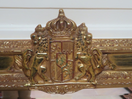 Oude barok spiegel met wapenschild - 87 x 66 cm
