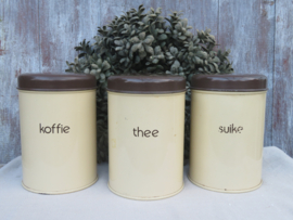 Set vintage Brabantia voorraadblikken koffie - thee- suiker