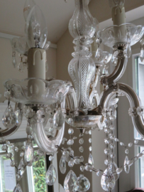 VERKOCHT Maria Theresia kroonluchter glas met glazen pegels, 9-lichts