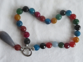 Vintage gekleurde kralenketting halsketting met hanger