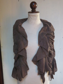 Vintage sjaal / stola donkerbruin gesmokt - 120 x 42 cm