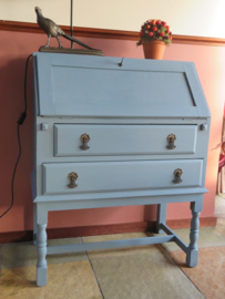 VERKOCHT Oude brocante antiekblauwe secretaire bureau