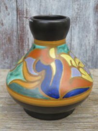 Oud plateel vaasje Huizen Holland ca. 1930 - 13 cm