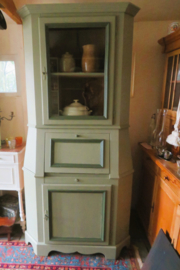 VERKOCHT Landelijke brocante hoekkast secretaire grenenhout