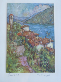 VERKOCHT Stel kleine aquarellen van een Italiaans landschap, 21 x 17 cm