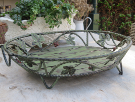 Brocante ovale groene smeedijzeren schaal - 52 x 40 cm