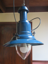 Vintage Uccello blauwe metalen hanglamp