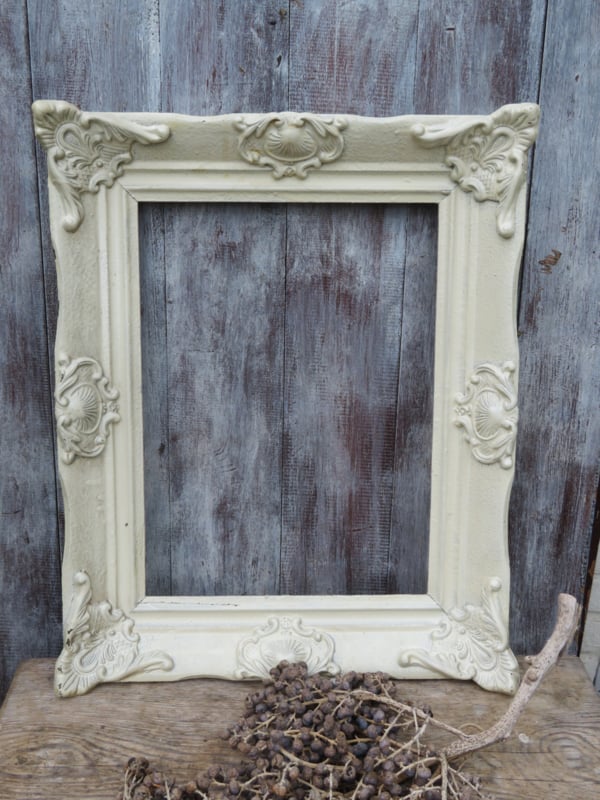 Voorstellen Voorverkoop passend VERKOCHT Oude witte barok schilderijlijst spiegellijst, 54x44 cm | Verkocht  | Le Brocant`age