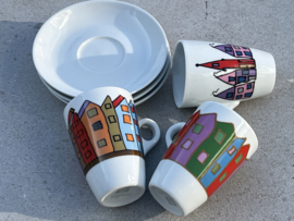 Set van 3 kopjes Yong huisjes modern