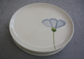 Set van 4 bordjes blauwe bloem