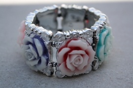 Armband bloem pastel