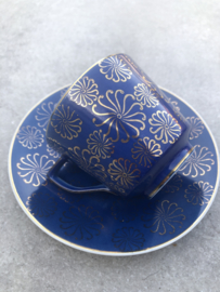 Set kopjes Edel porzellan blauw en oranje