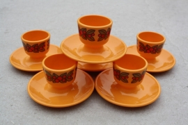 Eierdopjes retro oranje plastic