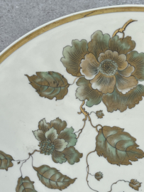 Mooie brocante schaal goud-groen Hertel Jacob
