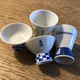 Sake glaasjes Fukumusume en Ozeki