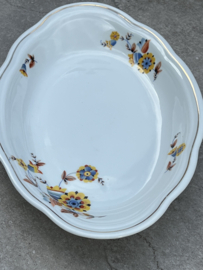 Schaal groot Mosa geel-blauw bloemmotief