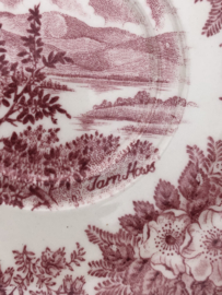English Ironstone theekopjes landschap roze-rood