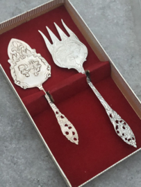 Vintage taartvork en taartschep