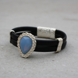 Armband rubber, blauwe steen