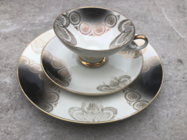 Vintage theetrio Bareuther Waldsassen zwart-goud
