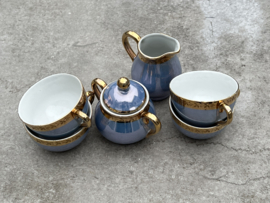 Vintage mini serviesje blauw-goud