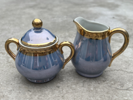 Vintage mini serviesje blauw-goud