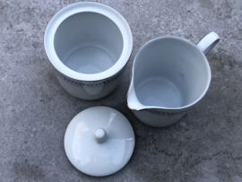 Suikerpotje & melkkannetje  wit-zilver Eschenbach
