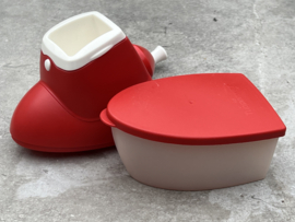 Tupperware rasp met bewaardoosje crème-rood